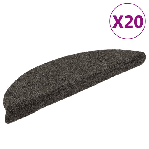 vidaXL Trappmattor självhäftande 20 st 56x17x3 cm antracit halvrunda