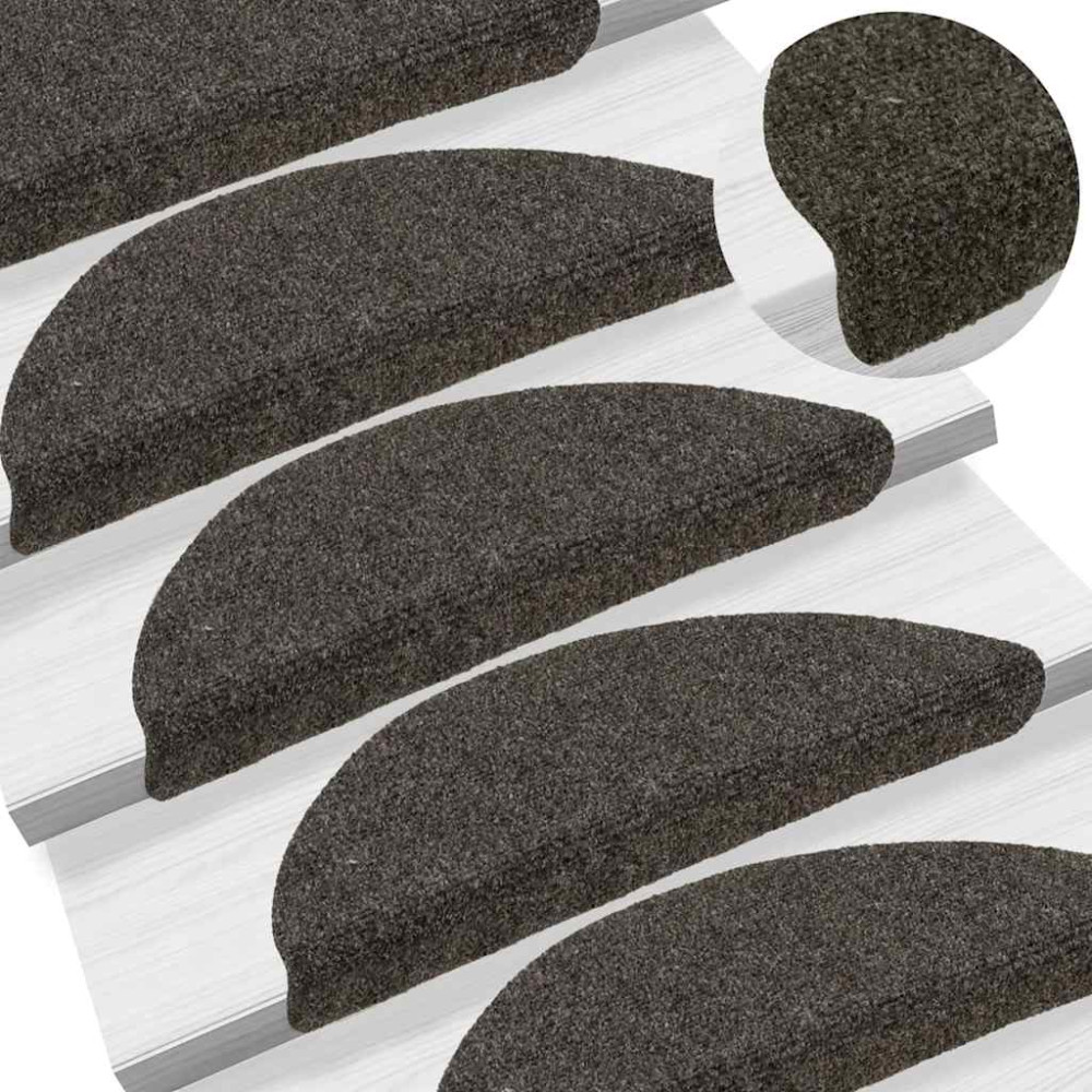 Produktbild för Trappmattor självhäftande 20 st 56x17x3 cm antracit halvrunda