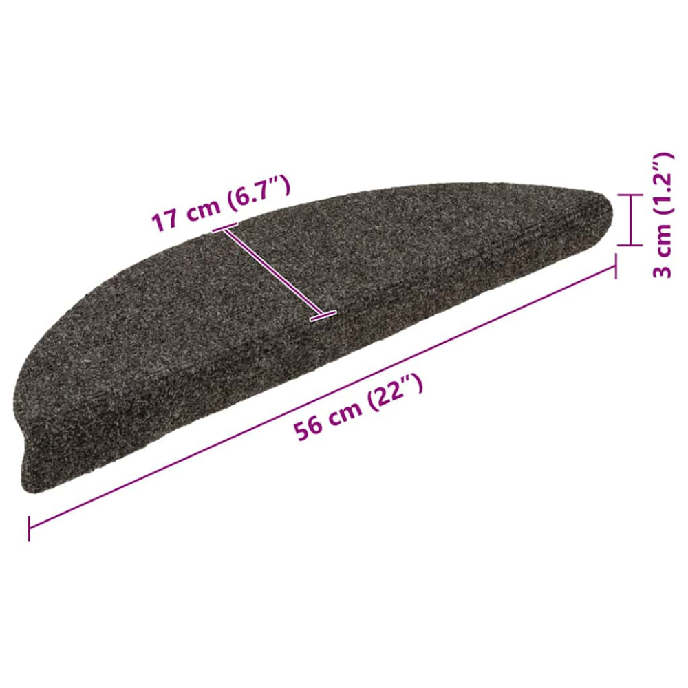 Produktbild för Trappmattor självhäftande 20 st 56x17x3 cm antracit halvrunda