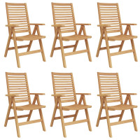 Produktbild för Stol 6 pcs Brun 64,5 x 52 x 108 cm Massivt teakträ