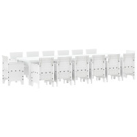 Produktbild för Trädgårdsmöbelset 15 pcs Vit Polt rotting