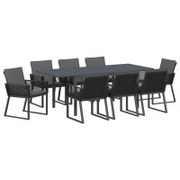 Produktbild för Trädgårdsmöbelset 9 pcs Svart konstrotting