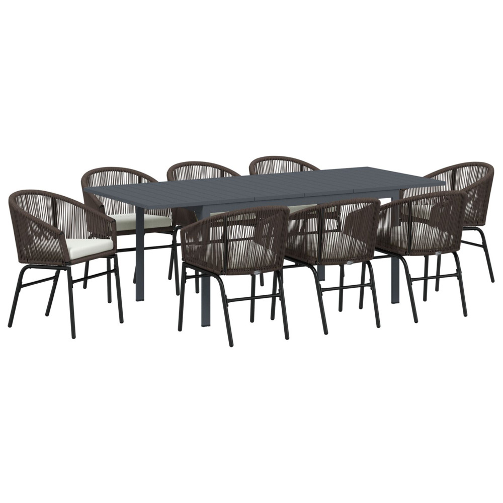 Produktbild för Trädgårdsmöbelset 9 pcs Brun konstrotting