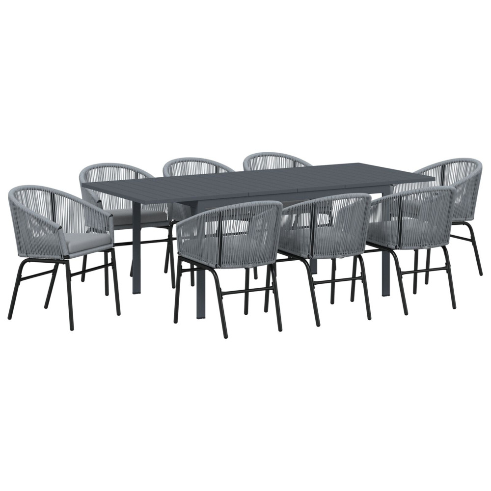 Produktbild för Trädgårdsmöbelset 9 pcs Grå konstrotting