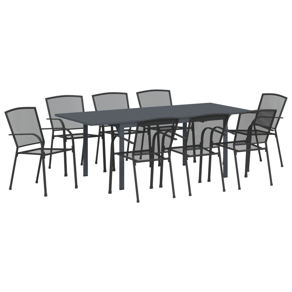 Produktbild för Trädgårdsmöbelset 9 pcs Antracit Stål