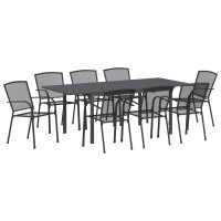 Produktbild för Trädgårdsmöbelset 9 pcs Antracit Stål