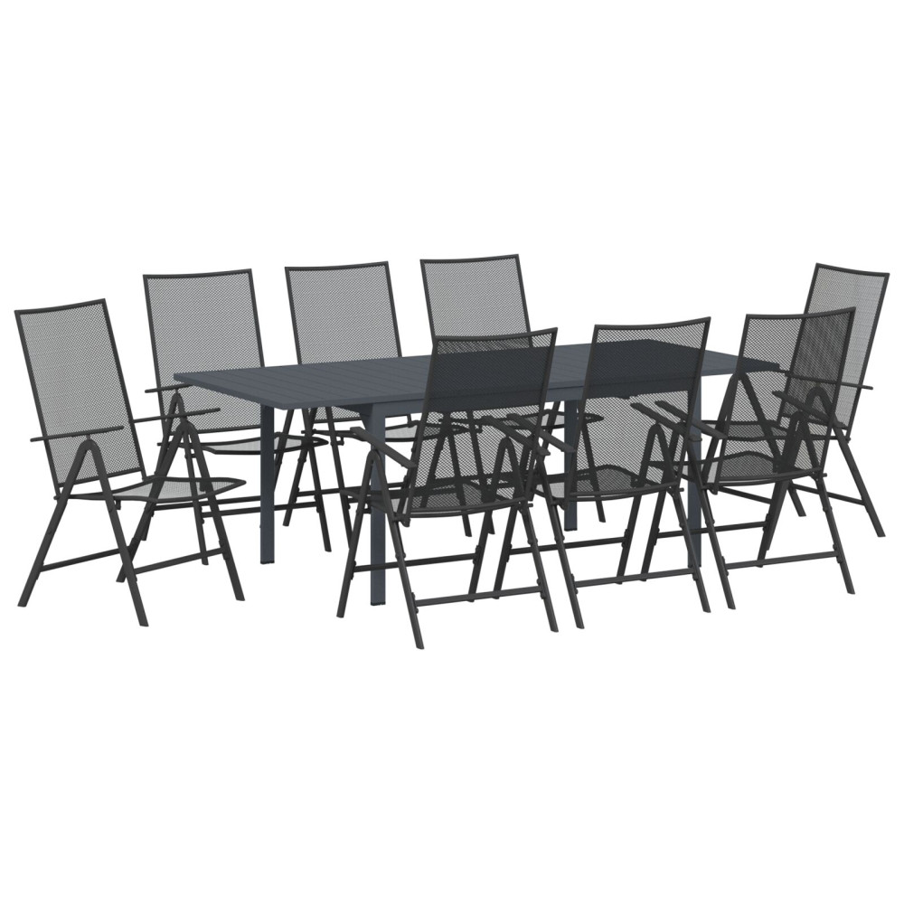 Produktbild för Trädgårdsmöbelset 9 pcs Antracit Stål