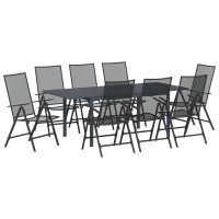Produktbild för Trädgårdsmöbelset 9 pcs Antracit Stål