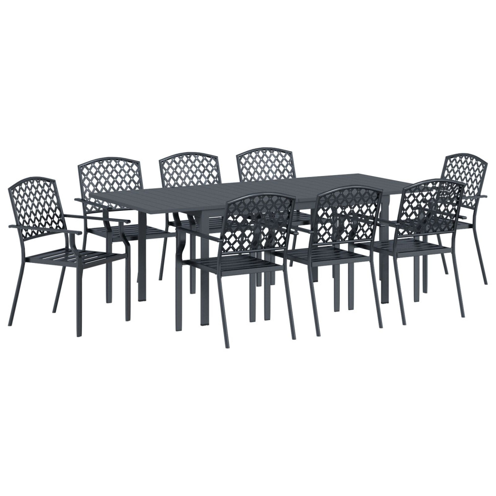 Produktbild för Trädgårdsmöbelset 9 pcs Antracit Stål