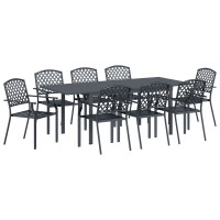 Produktbild för Trädgårdsmöbelset 9 pcs Antracit Stål