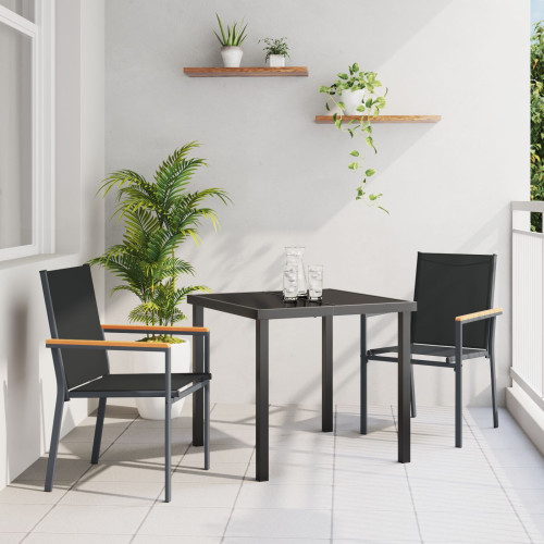 vidaXL Trädgårdsmöbelset 3 pcs Svart Pulverlackerad stål
