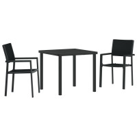 Produktbild för Trädgårdsmöbelset 3 pcs Svart Pulverlackerat stål
