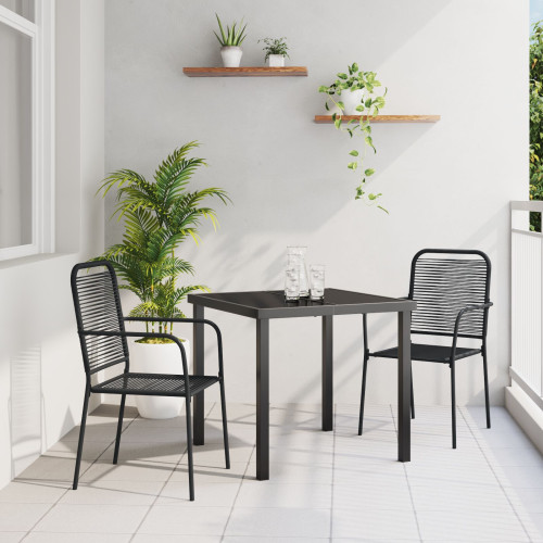 vidaXL Trädgårdsmöbelset 3 pcs Svart Pulverlackerat stål
