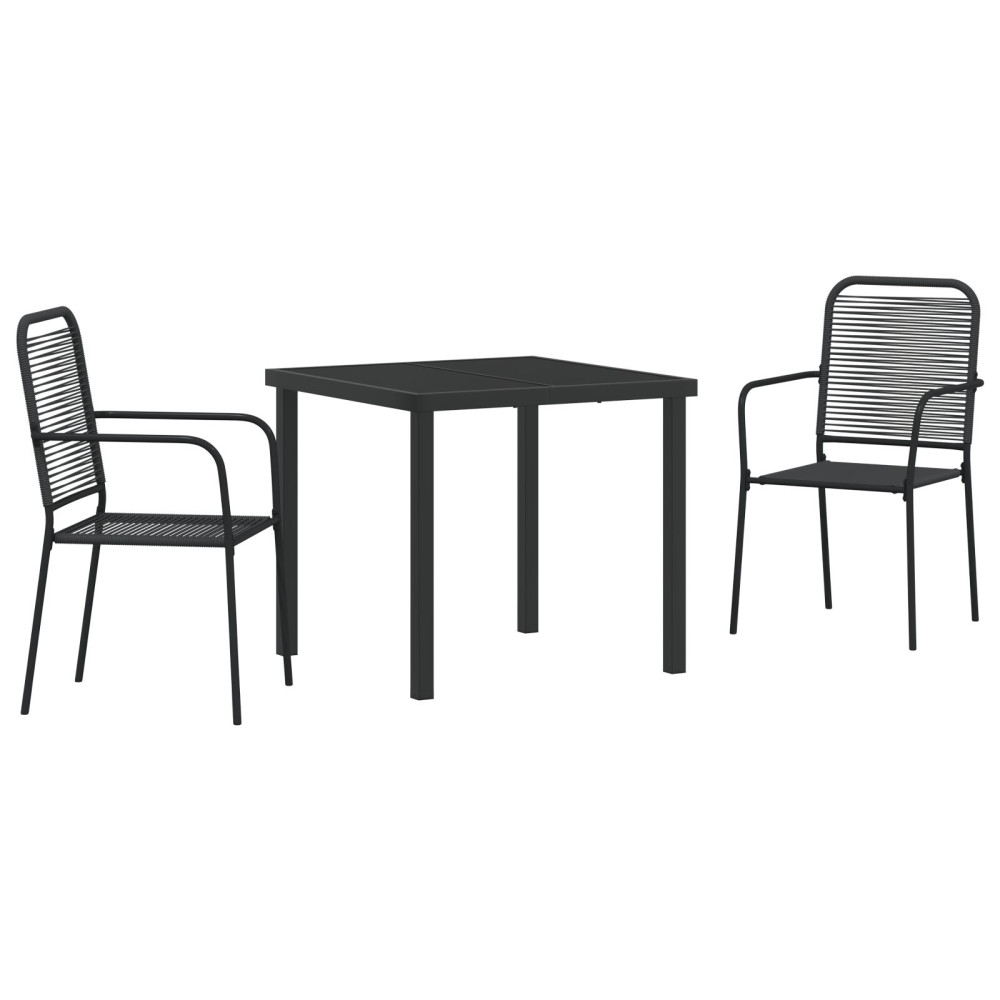 Produktbild för Trädgårdsmöbelset 3 pcs Svart Pulverlackerat stål