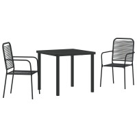 Produktbild för Trädgårdsmöbelset 3 pcs Svart Pulverlackerat stål