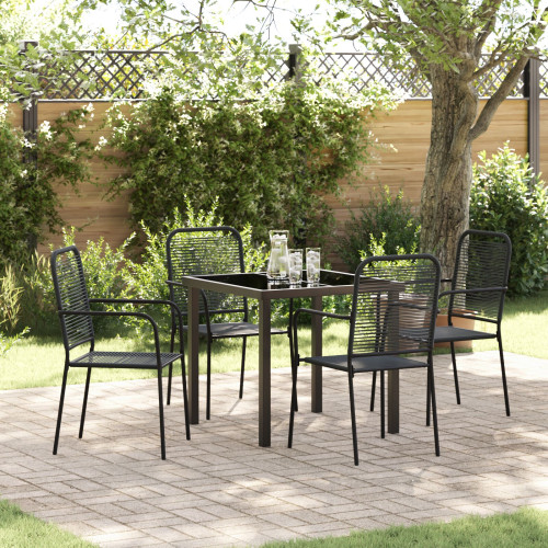 vidaXL Trädgårdsmöbelset 5 pcs Svart Pulverlackerat stål