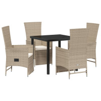 Produktbild för Trädgårdsmöbelset med kudde 5 pcs Beige konstrotting