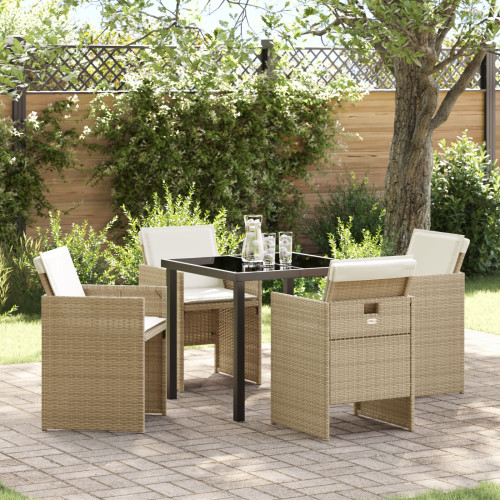 vidaXL Trädgårdsmöbelset med kudde 5 pcs Beige konstrotting
