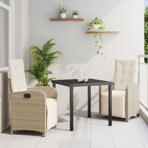 vidaXL Trädgårdsmöbelset med kudde 3 pcs Beige konstrotting