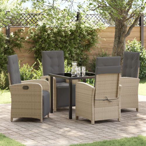 vidaXL Trädgårdsmöbelset med kudde 5 pcs Beige konstrotting