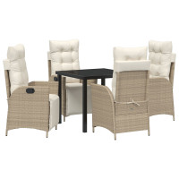 Produktbild för Trädgårdsmöbelset med kudde 5 pcs Beige konstrotting