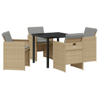 Produktbild för Trädgårdsmöbelset 5 pcs Beige konstrotting
