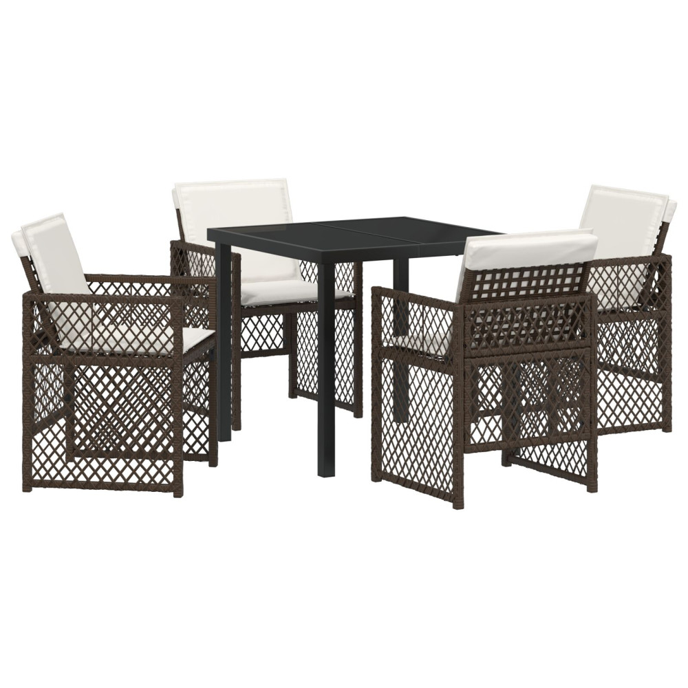 Produktbild för Trädgårdsmöbelset 5 pcs Brun konstrotting