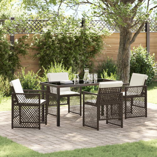 vidaXL Trädgårdsmöbelset 5 pcs Brun konstrotting