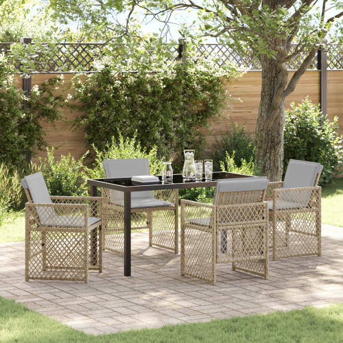 vidaXL Trädgårdsmöbelset 5 pcs Beige konstrotting