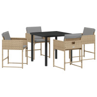 Produktbild för Trädgårdsmöbelset 5 pcs Beige konstrotting
