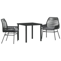 Produktbild för Trädgårdsmöbelset med kudde 3 pcs Svart konstrotting