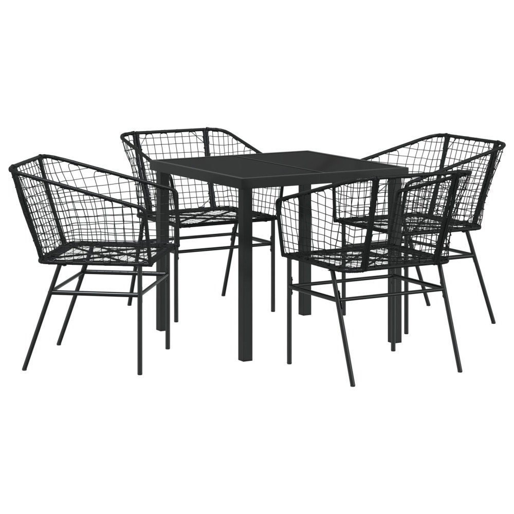 Produktbild för Trädgårdsmöbelset 5 pcs Svart konstrotting