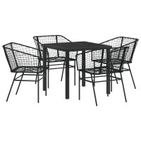 Produktbild för Trädgårdsmöbelset 5 pcs Svart konstrotting
