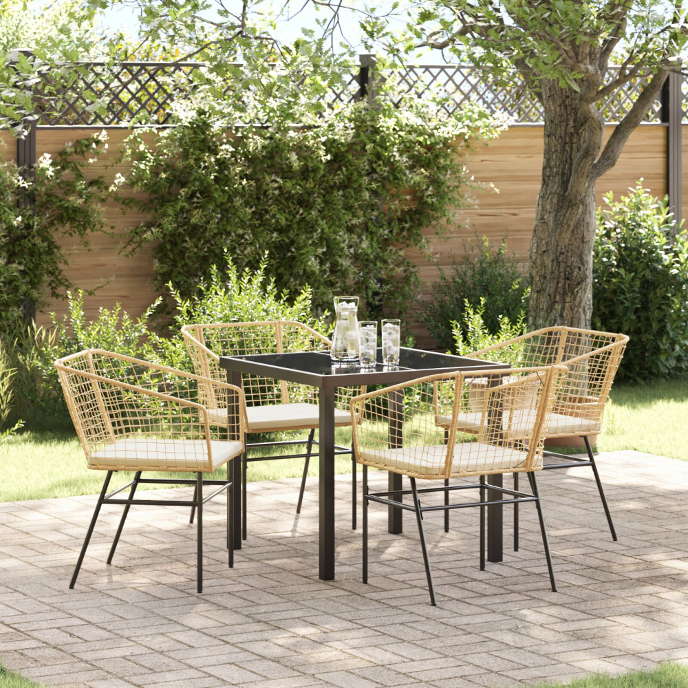 Produktbild för Trädgårdsmöbelset 5 pcs Brun konstrotting