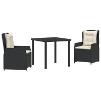 Produktbild för Trädgårdsmöbelset 3 pcs Svart konstrotting