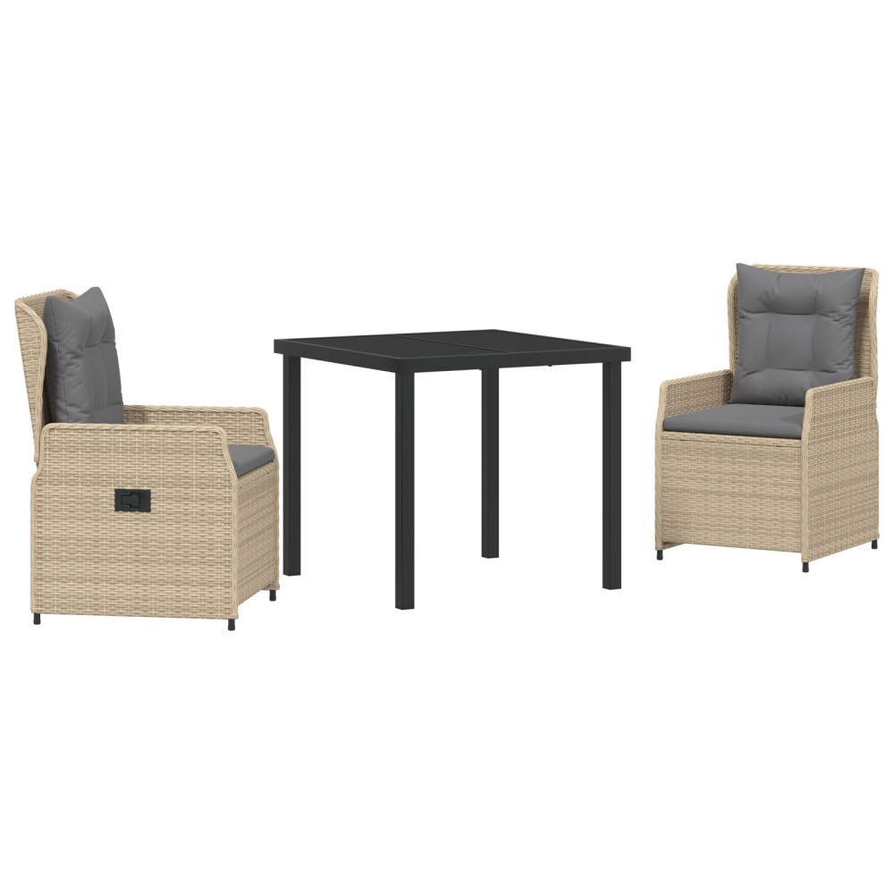 Produktbild för Trädgårdsmöbelset 3 pcs Beige och Ljusgrå konstrotting