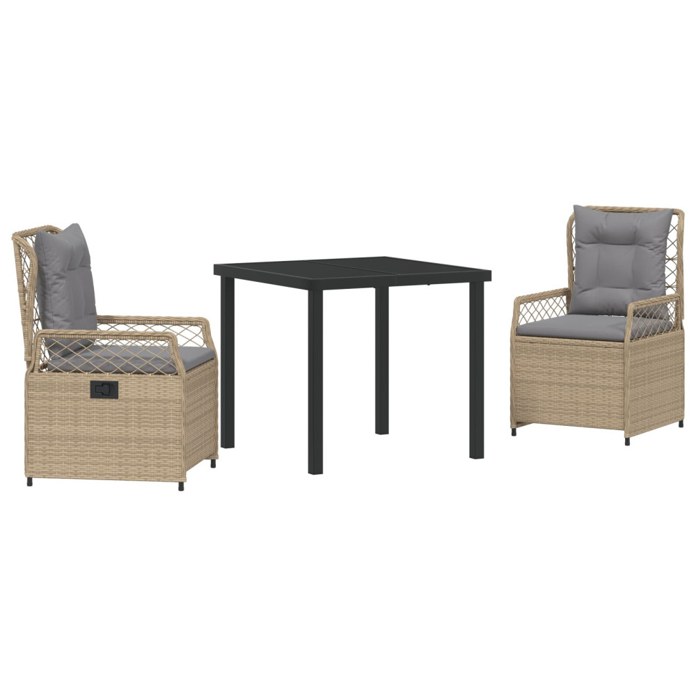 Produktbild för Trädgårdsmöbelset 3 pcs Beige och Ljusgrå konstrotting