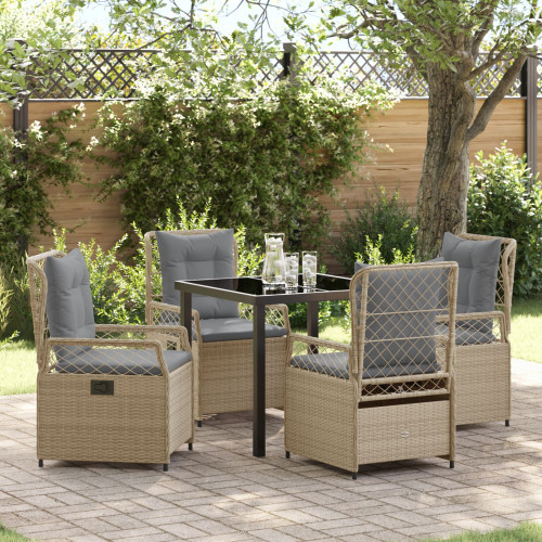 vidaXL Trädgårdsmöbelset 5 pcs Beige och Ljusgrå konstrotting