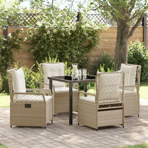 vidaXL Trädgårdsmöbelset 5 pcs Beige och krämvit konstrotting