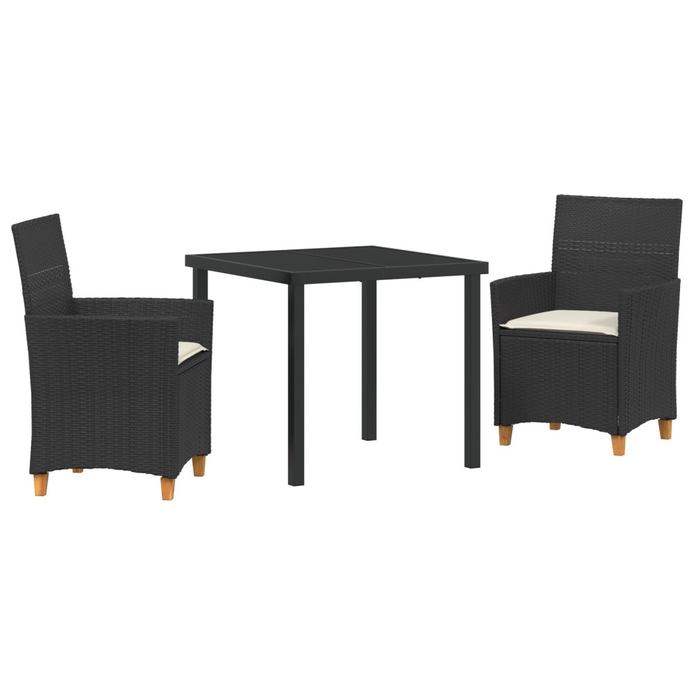 Produktbild för Trädgårdsmöbelset 3 pcs Svart konstrotting