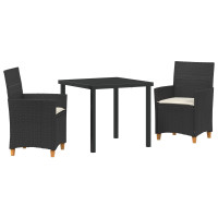 Produktbild för Trädgårdsmöbelset 3 pcs Svart konstrotting