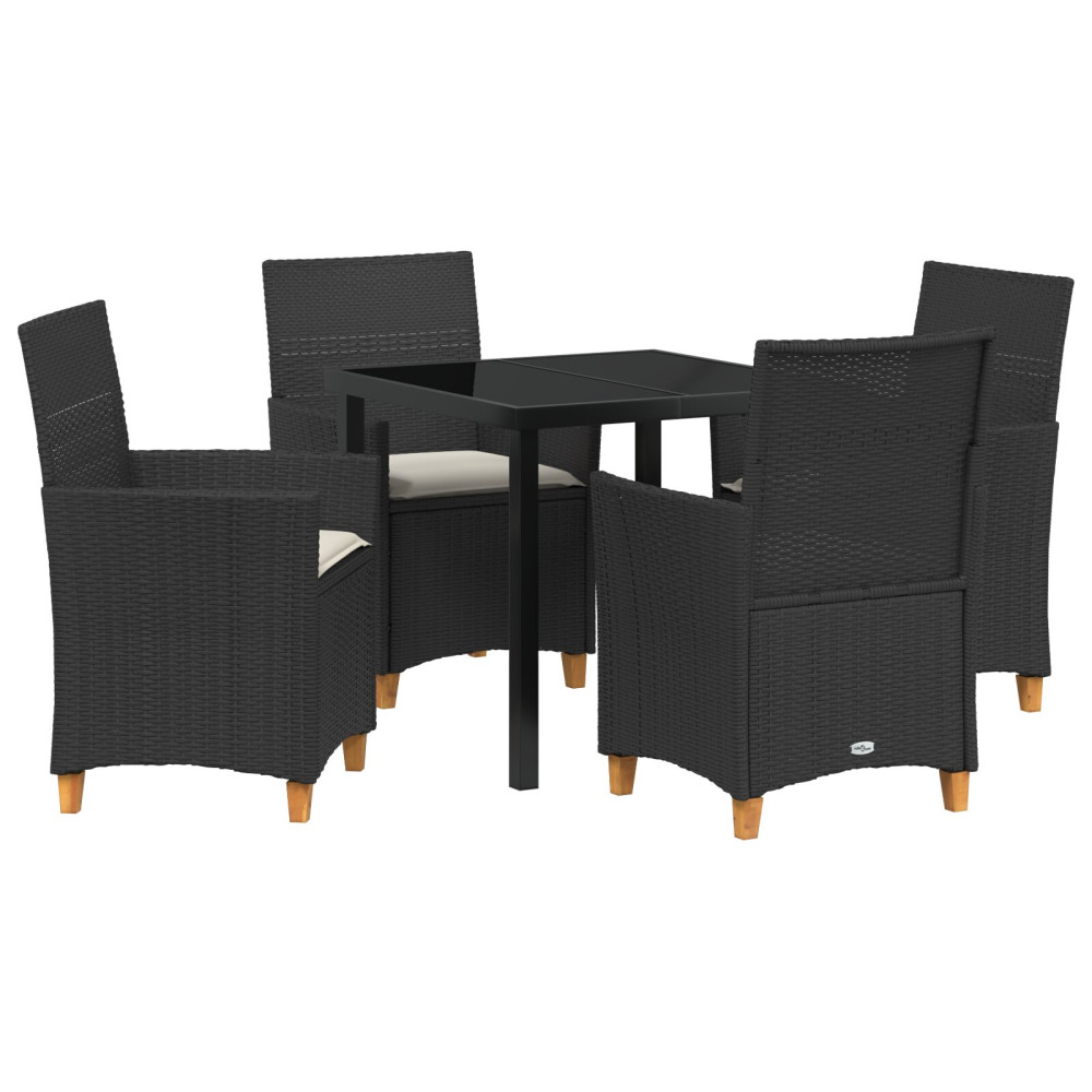 Produktbild för Trädgårdsmöbelset 5 pcs Svart konstrotting