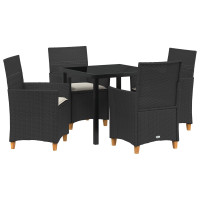 Produktbild för Trädgårdsmöbelset 5 pcs Svart konstrotting