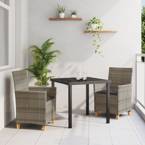 vidaXL Trädgårdsmöbelset 3 pcs Grå konstrotting
