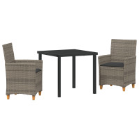 Produktbild för Trädgårdsmöbelset 3 pcs Grå konstrotting