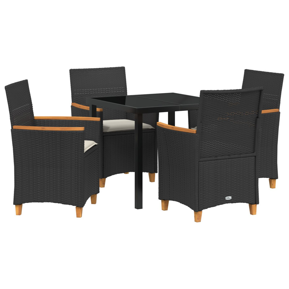 Produktbild för Trädgårdsmöbelset 5 pcs Svart konstrotting