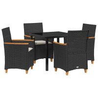 Produktbild för Trädgårdsmöbelset 5 pcs Svart konstrotting