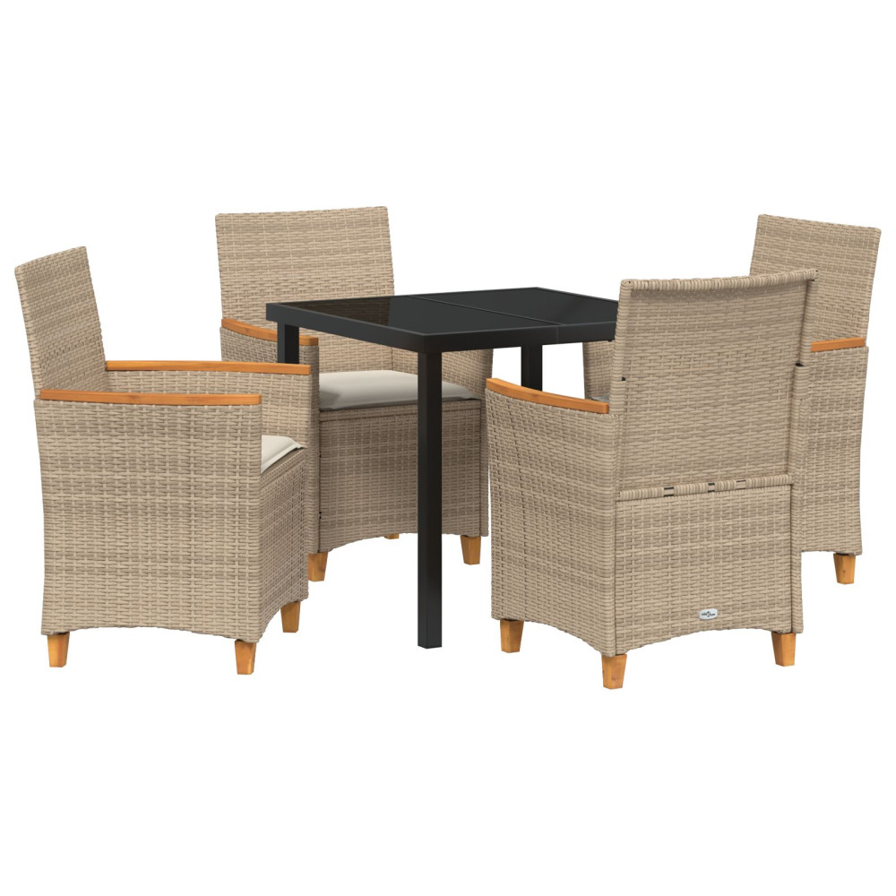 Produktbild för Trädgårdsmöbelset 5 pcs Beige konstrotting