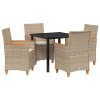 Produktbild för Trädgårdsmöbelset 5 pcs Beige konstrotting