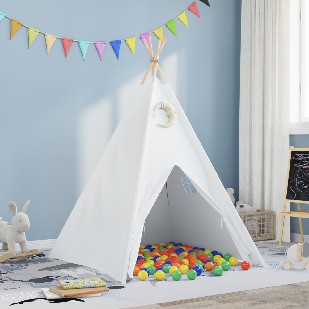 Produktbild för Teepee Tält Vit 120 x 120 x 150 cm Tyg och Plast